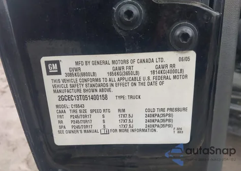 2005 Chevrolet Silverado 1500 Ls from USA, damaged, VIN 2GCEC13T051400158